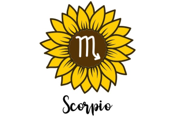 Stylized Logo of Scorpio with a Sunflower Design