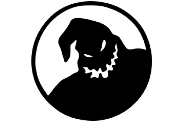 A Silhouette of a Smiling Dog with a Halo-like Circle Around It