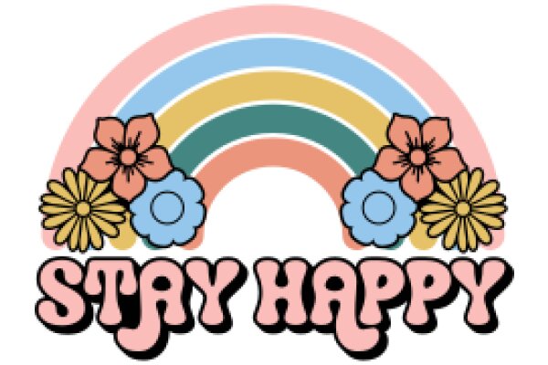 Stay Happy: A Colorful Floral Emblem