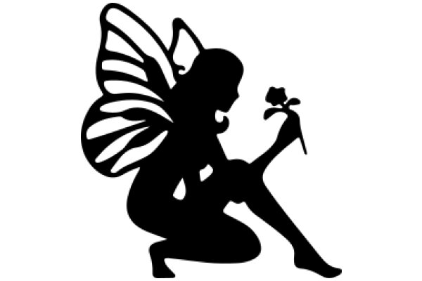 Silhouette of a Fairy with a Flower