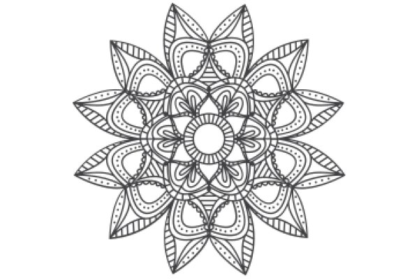 Stylized Floral Design: A Line Drawing