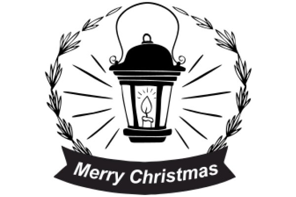 Merry Christmas: A Festive Illustration with a Lamp and a Banner