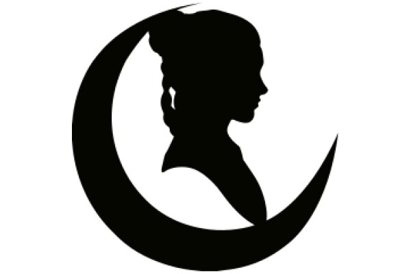 Silhouette of a Woman's Profile with a Crescent Moon