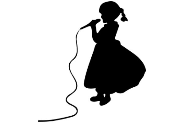 Silhouette of a Girl Singing into a Microphone