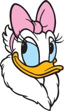 Adorable Cartoon Duck with a Pink Bow and Blue Eyes