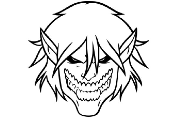 Stylized Illustration of a Character with a Smiling Face and Pointy Ears