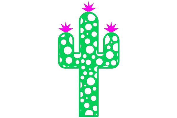 Vibrant Cactus Design with Pink Flower Accents