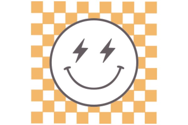 Smiley Face with Checkered Background and Lightning Bolt