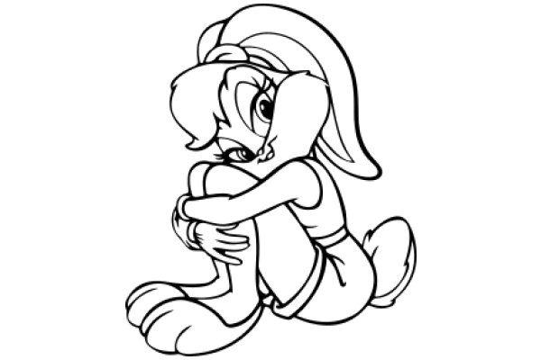 A Cute Cartoon Bunny Cuddling Itself