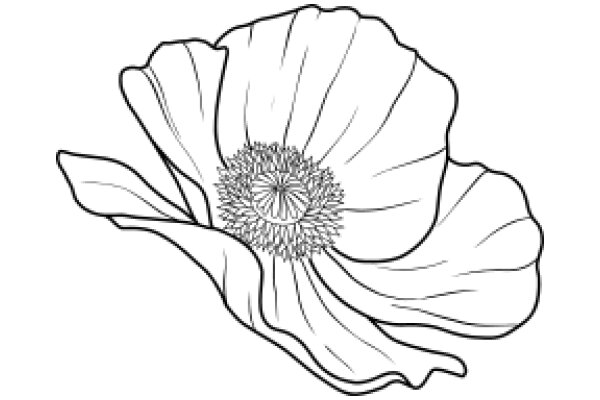 Stylized Line Drawing of a Flower