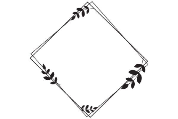 Stylized Artwork of a Rectangular Frame with Leaf Decorations