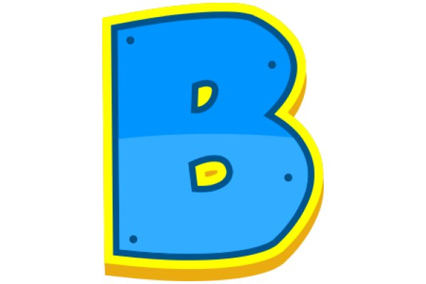 Vibrant Blue Letter B with Yellow Outline and Dot