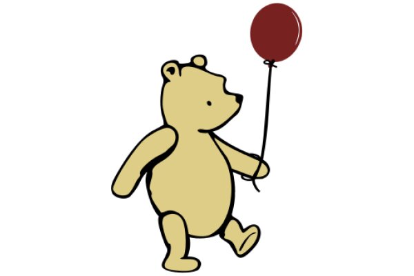 A Playful Scene: A Yellow Bear with a Red Balloon