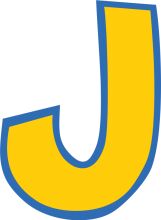 Vibrant Yellow Letter 'J' with a Blue Outline