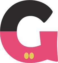 Stylized Letter G with Pink and Yellow Accents