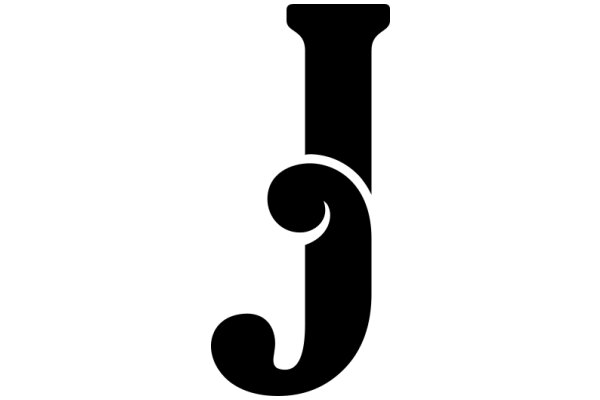 Stylized Black Letter 'J' with a Curve