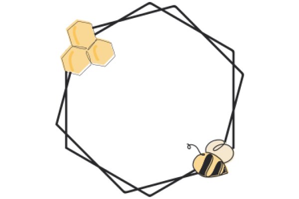 A Whimsical Illustration of a Honeycomb and Bees