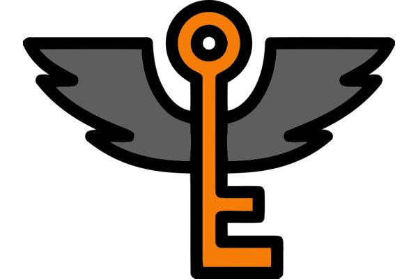 Stylized Key with Wings Design