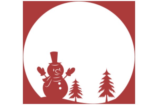 A Festive Winter Scene with a Snowman and Trees