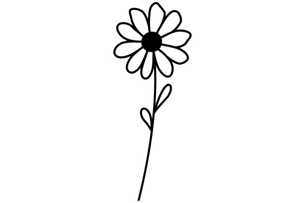 Simplistic Line Drawing of a Flower