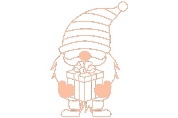 A Festive Scene: A Gift-Giving Gnome Amidst a White Background