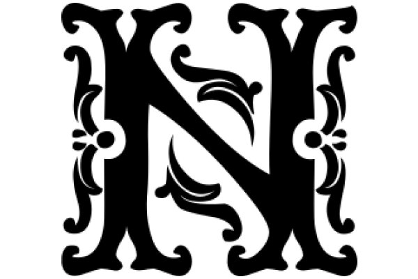 Stylized Letter 'N' with Decorative Elements