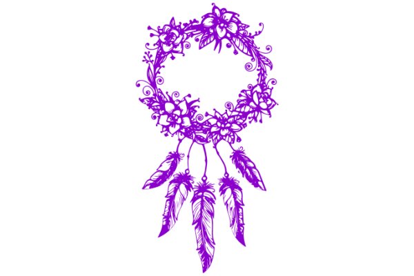 Elegant Purple Floral Wreath with Feather Accents