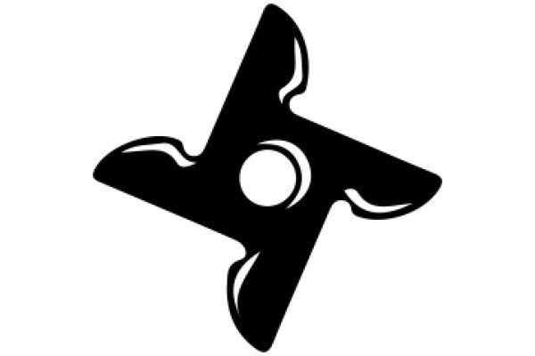 Stylized Black Icon of a Star-like Shape with a Circle at the Center