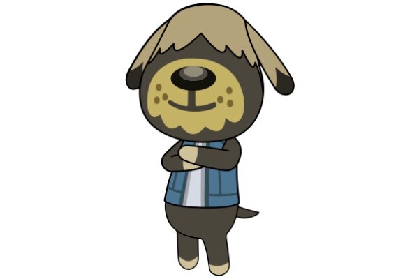 A Cute Cartoon Dog with a Blue Vest and a Smile