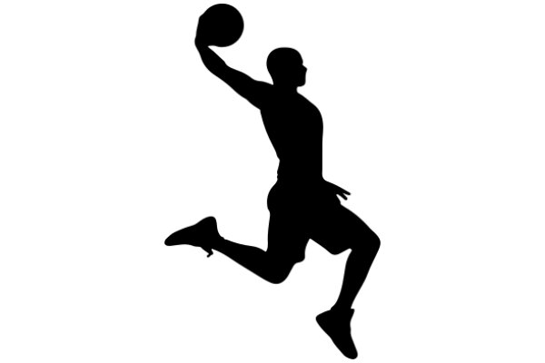 Silhouette of a Basketball Player in Action