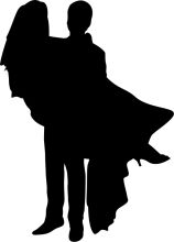 Silhouette of a Couple in a Silhouette of a Cape