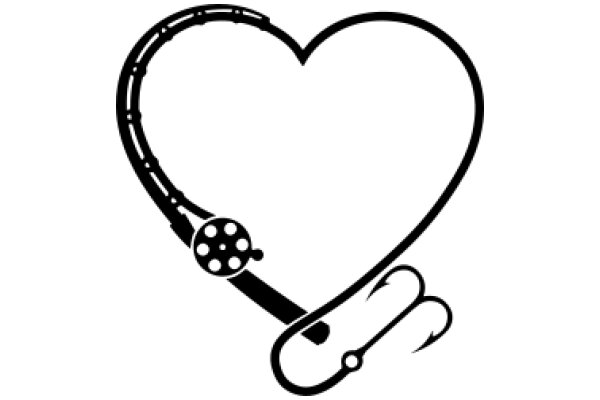 AHeart-Shaped Hook with a Watch and a Fish