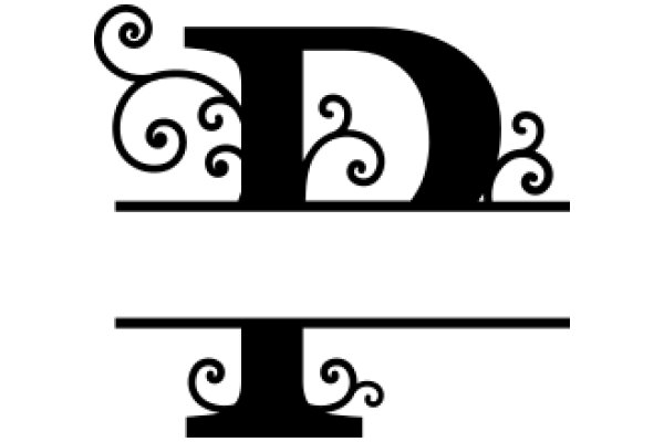 Stylized Letter 'D' with Swirling Designs