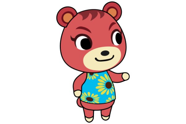 A Cute Cartoon Bear with a Flowered Shirt