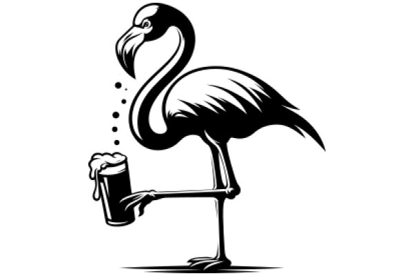 Flamingo with a Beer: A Whimsical Illustration