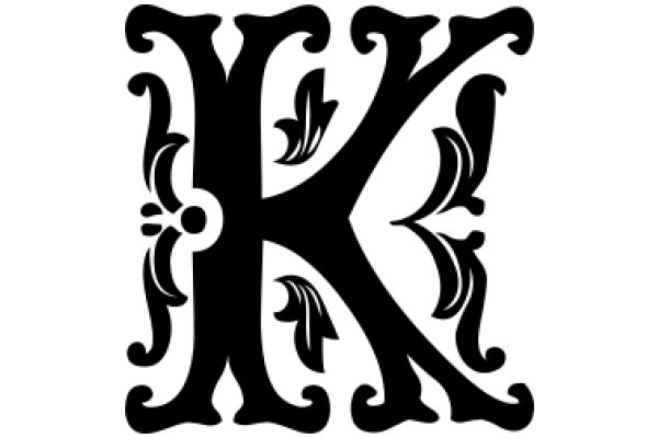 Stylized Letter 'K' with Ornate Decorations