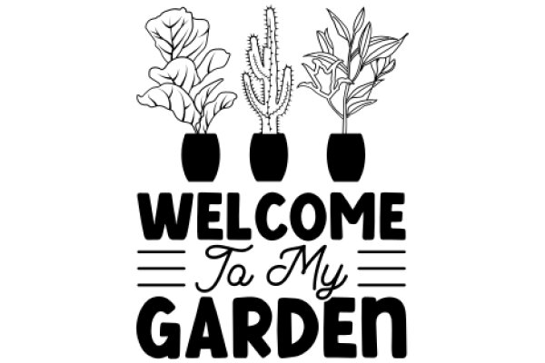 Welcome to My Garden: A Illustration of Cacti and Leaves in Pots