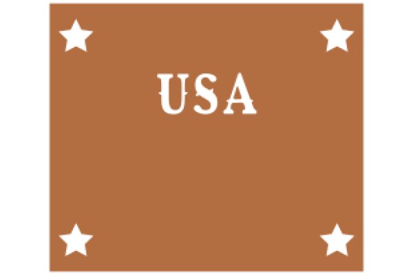 A Simple, Brown Sign with the Word 'USA' and Star Symbols