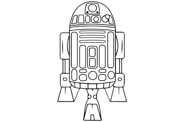 A Simple Line Drawing of a C-3PO Figure