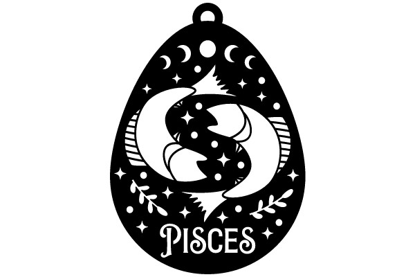 Stylish Pendant with PISCES Sign and Moon and Star Design