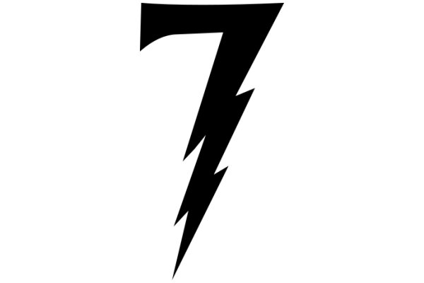 Stylized Black Number Seven with a Lightning Bolt Design