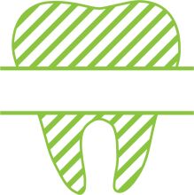 Simplistic Green and White Striped Tooth Icon