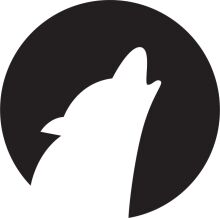 Stylized Wolf Icon in Black and White