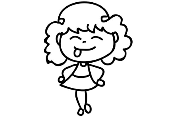 A Whimsical Cartoon of a Girl with a Tongue Out