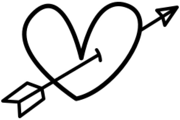 Simplistic Line Drawing of a Heart with an Arrow