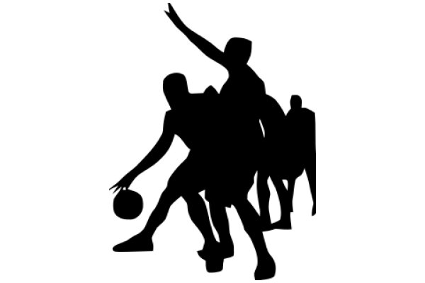 Silhouette of a Basketball Team in Action