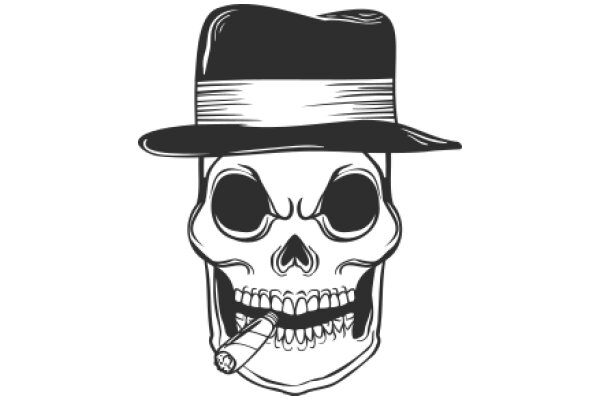 Stylish Skull with a Cigarette in Its Mouth