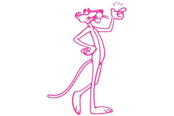 Pink Cartoon Character with a Pointing Finger