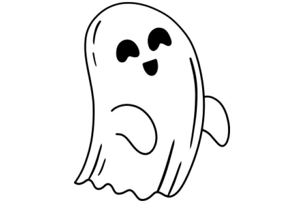 A Simple Line Drawing of a Ghost