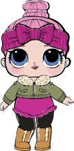 A Cute Cartoon Character: A Girl with Pink Hair and a Green Jacket